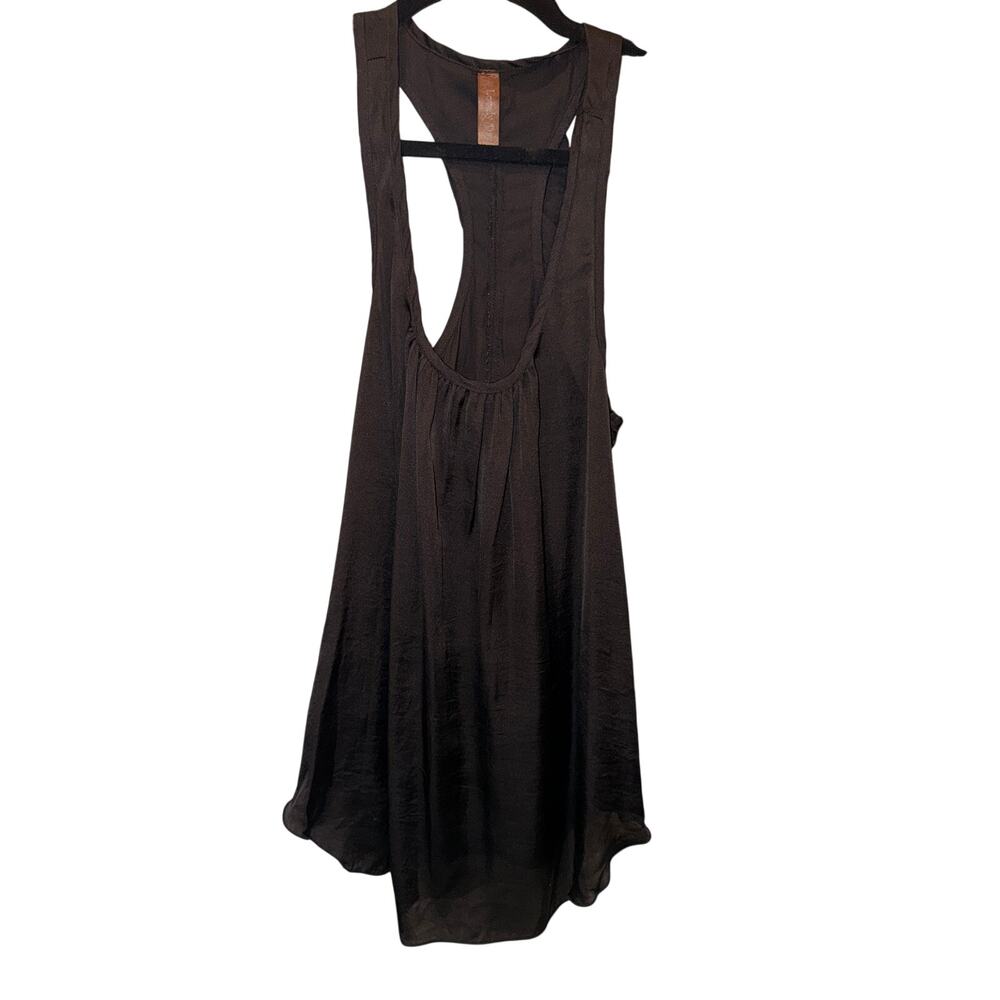 Lovely Day Black Silk Racerback Tank Top w Ruffles